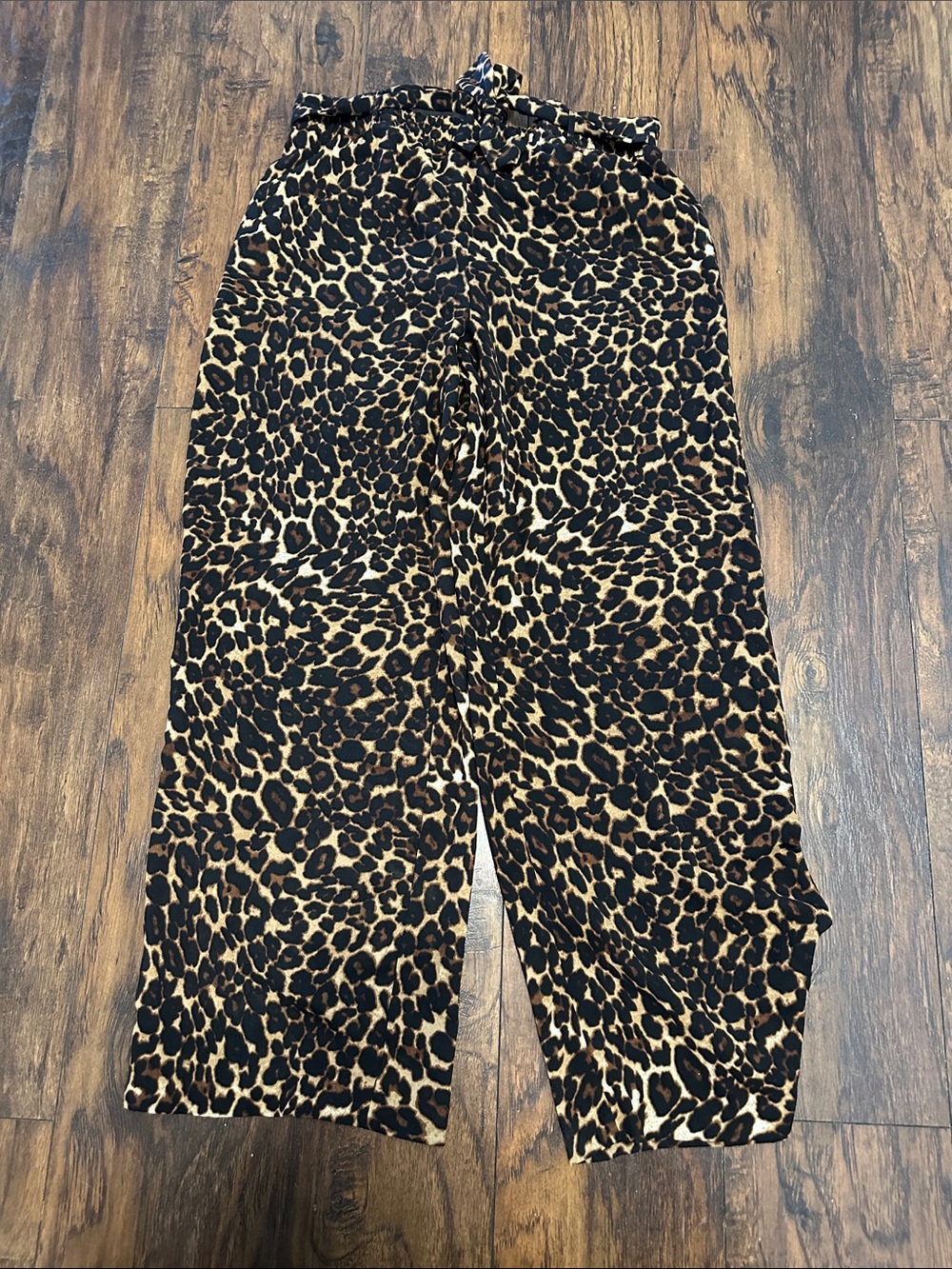 Wide Leg Leopard Print Trousers Pants
